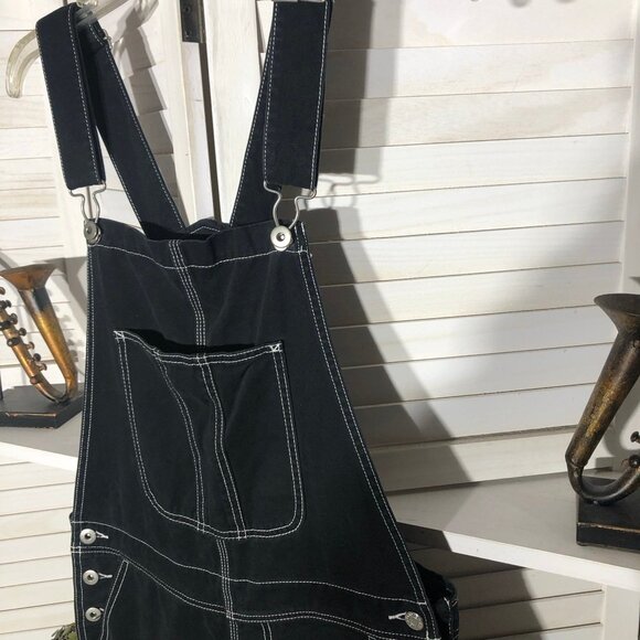 Forever 21 Denim Overalls Jumpsuit Contrast Stitch Blue Small - Picture 6 of 15